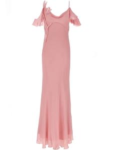 Платье макси из жоржета Self-Portrait, розовый