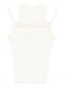 Трикотажная майка в рубчик Helmut Lang, нейтральный