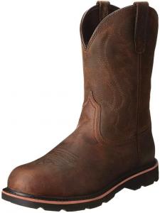 Мужские коричневые ковбойские ботинки из кожи с вышивкой, средней высоты, с массивным каблуком, средней голени, с заостренным носком, в западном стиле Generic