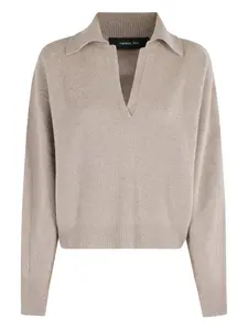 Ребристый свитер с воротником-поло Federica Tosi, нейтральный