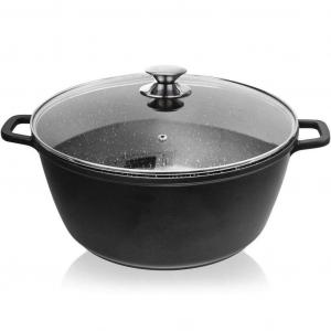 ORION Кастрюля из литого алюминия со стеклянной крышкой GRANITE 32 см | 9,7 л газовая индукция