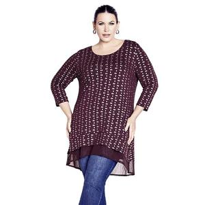 Женская туника с фольгированным принтом plus size Avenue, Merlot