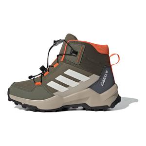 Антискользящие износостойкие полувысокие детские уличные кроссовки Зеленый/Белый/Оранжевый Kids' Adidas, Strata Olive Green/Wonder White/Semi-Impact Orange