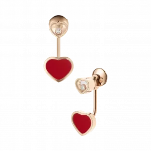 Серьги Chopard Happy Hearts - Серьги, розовое золото, бриллианты, красный камень