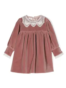 Бархатное платье с кружевными деталями JESURUM BABY, розовый