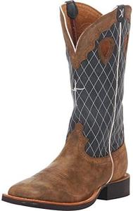 Женские ковбойские сапоги Twisted X 11 Ruff Stock с широким квадратным носком и подошвой CellSole, синий