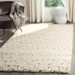 Ковер SAFAVIEH, 153 x 244 см, Casablanca Collection, Ivory & Grey, ручной работы марокканский бохо из новозеландской шерсти, идеально для помещений с высокой проходимостью в гостиной, спальне (CSB851B)