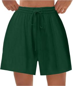 Женские шорты JOAU, повседневные, свободного кроя, для отдыха, пляжные шорты, модные в 2024 году, эластичные шорты с завязками на талии, Green