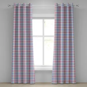 Пастельная штора на люверсах ABAKUHAUS, в стиле ретро, в классическом геометрическом полосатом клетчатом стиле, декоративная, двухпанельная, 280 см x 245 см, светло-голубая фуксия, лосось Abakuhaus