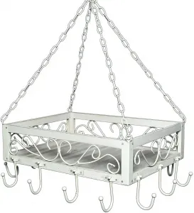 Подвесная корзина Ambiente House "Вешалка для горшка Романс из дерева/железа/белого цвета", (1 шт.) Ambiente Haus 50х16х40 см, белый