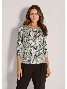 MADELEINE Модный топ с животным принтом в черном/берберском цвете