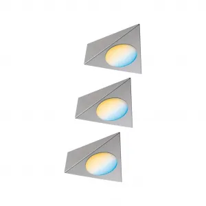 Подсветка для нижнего шкафа Clever Connect Trigo 3x2,1W 12VA DC 12V, никель матовый/металл 3 шт. Набор стартовый дневной свет, 2700-6500K Paulmann, Nickelfarben