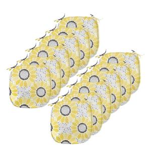 ABAKUHAUS Желтые подушки для обеденного стула Sun Flower Nature Art Декоративная водонепроницаемая подушка с ремнями для кухонных сидений 40 см x 40 см Упаковка из 12 шт. Желто-серый