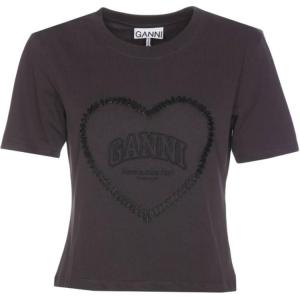 Футболка с вышитым логотипом GANNI, серый