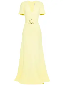 Платье с V-образным вырезом и поясом Elie Saab, зеленый