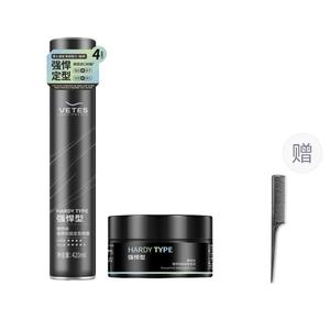 Мужской набор для укладки: спрей, воск и глина для волас длительной фиксацией 420мл*2 VETES