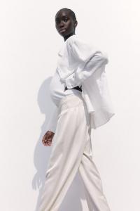 Мама до и после атласных брюк H&M, бежевый