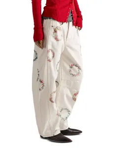 Удачи! Свободные джинсы с принтом в акварельном стиле. Free People, белый