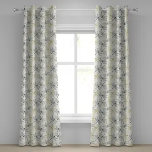 Штора на люверсах Стрекоза от ABAKUHAUS, красочные силуэты экзотических насекомых с расправленными крыльями, Красота природы, декоративные двухпанельные шторы, 280 см x 175 см, цвет Реседа зеленый горчичный Abakuhaus