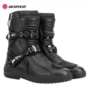 SCOYCO Мотоциклетные ботинки для бездорожья, unisex, всесезонные, waterproof, модель MT038WP-Black, размер 46