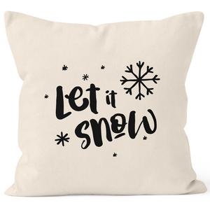 Чехол на подушку Пусть идет снег зима Рождественская поговорка снег ледяные кристаллы снежинки чехол на подушку декоративная подушка хлопок Autiga натуральный 40см x 40см