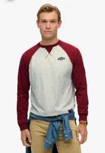 Винтажная спортивная бейсбольная футболка с длинными рукавами Superdry & Co, Grey Grindle Rich Burgundy