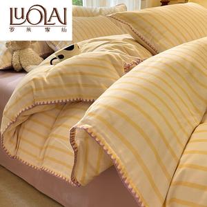 LUOLAI HOME Комплект постельного белья 1,8 м, 4 предмета, 200x230 см, 100% хлопок, сатин-жаккард, цвет Fula - Custard