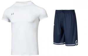Повседневный спортивный костюм мужской Under Armour, комплект (белая футболка + темно-синие шорты)