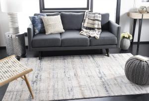 Ковер SAFAVIEH, 201 x 201 см, коллекции Invista - квадратный, Cream & Grey, современный абстрактный дизайн, не линяет и прост в уходе, идеален для помещений с высокой проходимостью в гостиной, спальне (INV430A)