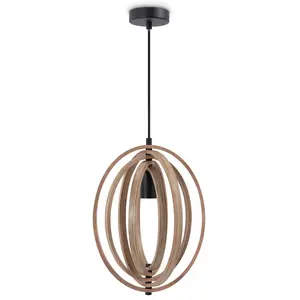 Подвесной светильник BARRY M E27 Paco Home, Schwarz-Holz