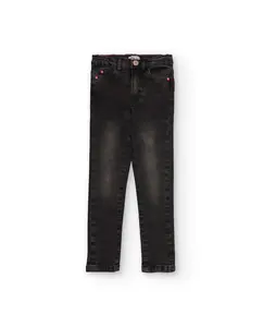 Черные зауженные потертые джинсы для девочки Tuc tuc