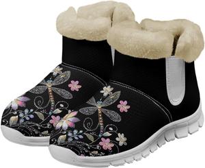 Женские зимние ботинки с меховой подкладкой, с животным принтом, на щиколотку, противоскользящие, удобные, короткие ботильоны Qoiuvncy, Butterfly