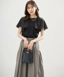 Блузка из хлопка, напоминающая накидку, с перфорацией Suite L, цвет Black [005]