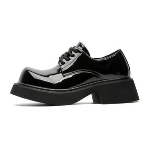 FAPAI Кроссовки низкие повседневные унисекс черные - черная лакированная кожа с эффектом увеличения роста (мужской размер), цвет Black Patent Leather Height Increasing (Men's Size)