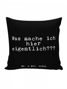 Подушка Mr & Mrs Panda 40x40 Was mache ich hier, черный