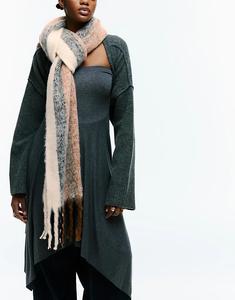 Мягкий полосатый шарф Pull&Bear с бахромой цвета ржавчины