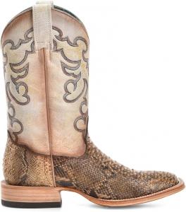 Женские ковбойские сапоги Corral, тауп-беж, ручная работа, Широкий квадратный носок, ковбойские сапоги с тиснением под питона и вышивкой Corral Boots