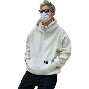 ZIAREL Свитшот Unisex White Heather Gray [Removable Logo] с капюшоном, умеренный крой, двухслойный