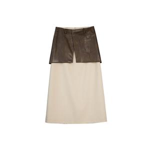 ELLE Повседневная длинная юбка женская бежевая coffee умеренная средней длины others