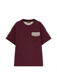 Футболка с зигзагообразным узором и нагрудным карманом Missoni Kids, красный