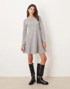 Трикотажное мини-платье JDY поло серого цвета