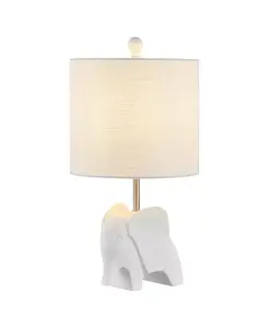 Детская настольная лампа Koda 17,5" в стиле эклектичного юго-западного стиля со светодиодной подсветкой в форме слона из смолы и железа, жёлтая Jonathan Y, white