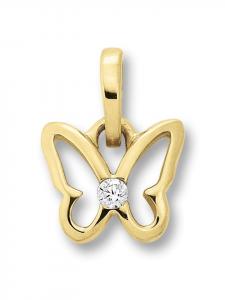 ONE ELEMENT Подвеска в виде бабочки из циркония в оправе из желтого золота 333 пробы