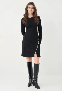 Платье-Футляр мини с круглым вырезом, украшенное камнями и жемчугом. Jimmy Key, Black