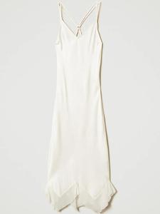 TWINSET атласное платье-комбинация макси, нейтральный