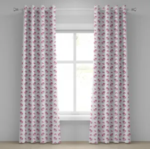 Шторы на люверсах ABAKUHAUS Love, розовые сердечки и волшебная лошадка-пони, для девочек, с рисунком сказочных игрушечных животных, декоративные, двухпанельные, 280 см x 175 см, розово-белые Abakuhaus