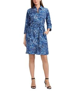 Платье с 3/4 рукавом и пуговицами спереди в стиле пейсли Foxcroft, синий