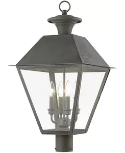 Уличный фонарь Wentworth с четырьмя лампами, большой, на столбе Livex, charcoal