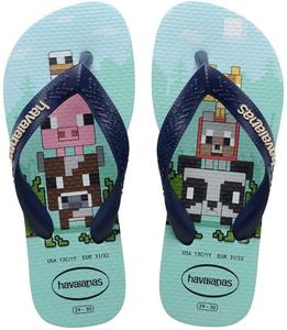 Детские вьетнамки Havaianas Minecraft для мальчиков с разделителем для пальцев, голубой/сиреневый