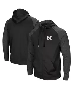 Мужская черная толстовка Michigan Wolverines Big and Tall Blackout с рукавом реглан на молнии Colosseum